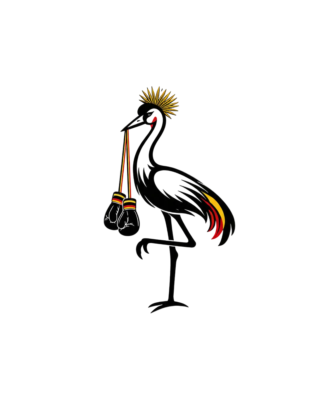 The Kampala Boxing Club — crowned crane with boxing gloves