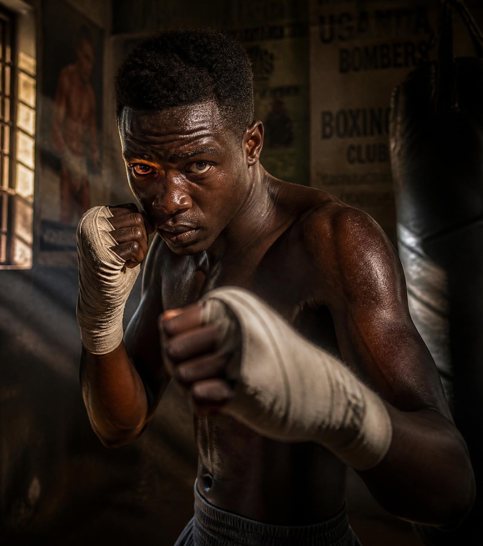 A young boxer training in a Kampala gym